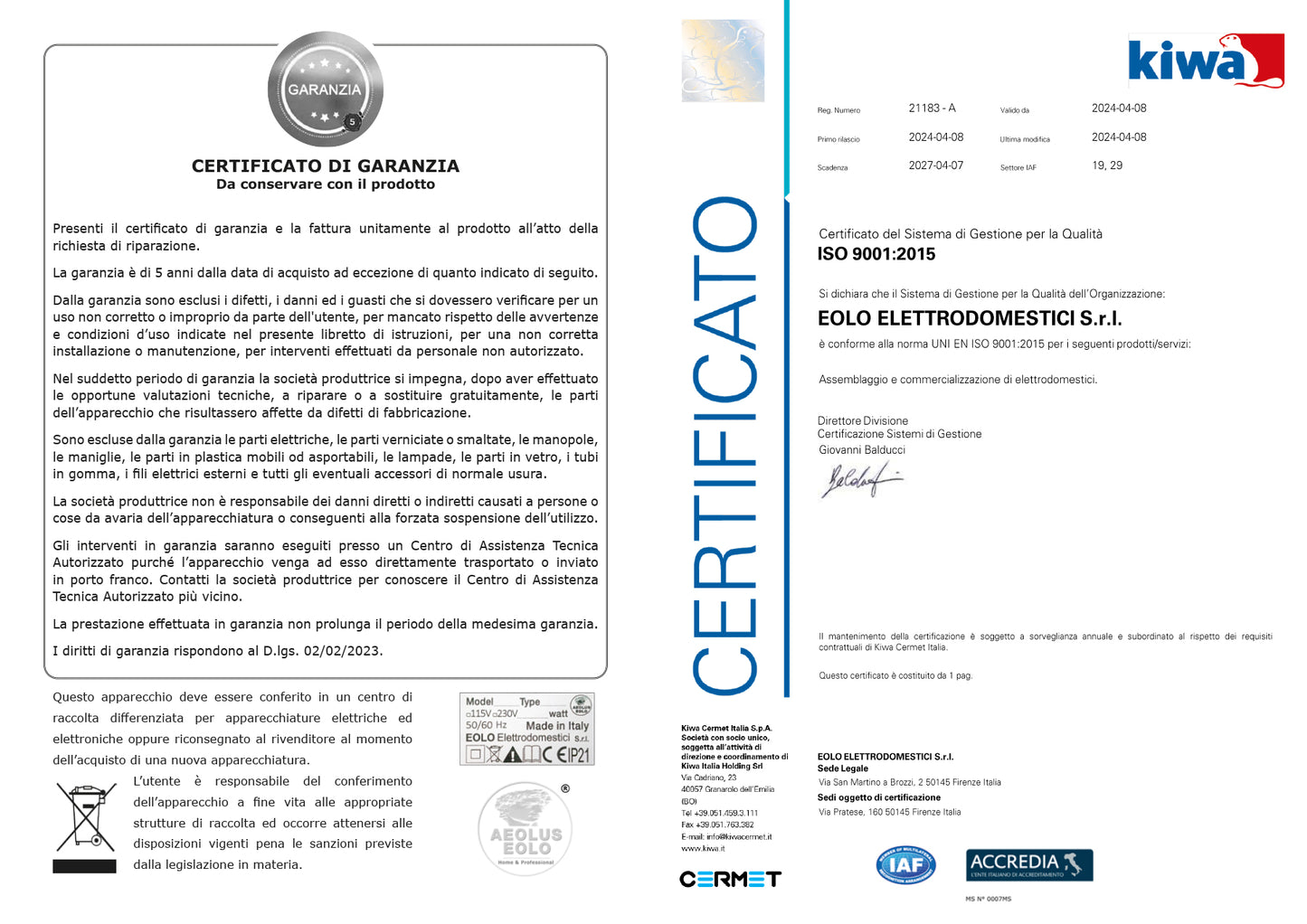 EOLO Aspirapolvere LP28 Professionale Polveri Liquidi Solidi con Tanica Antiacido Risparmio Energetico Made in Italy Garanzia 5 Anni Efficienza A++