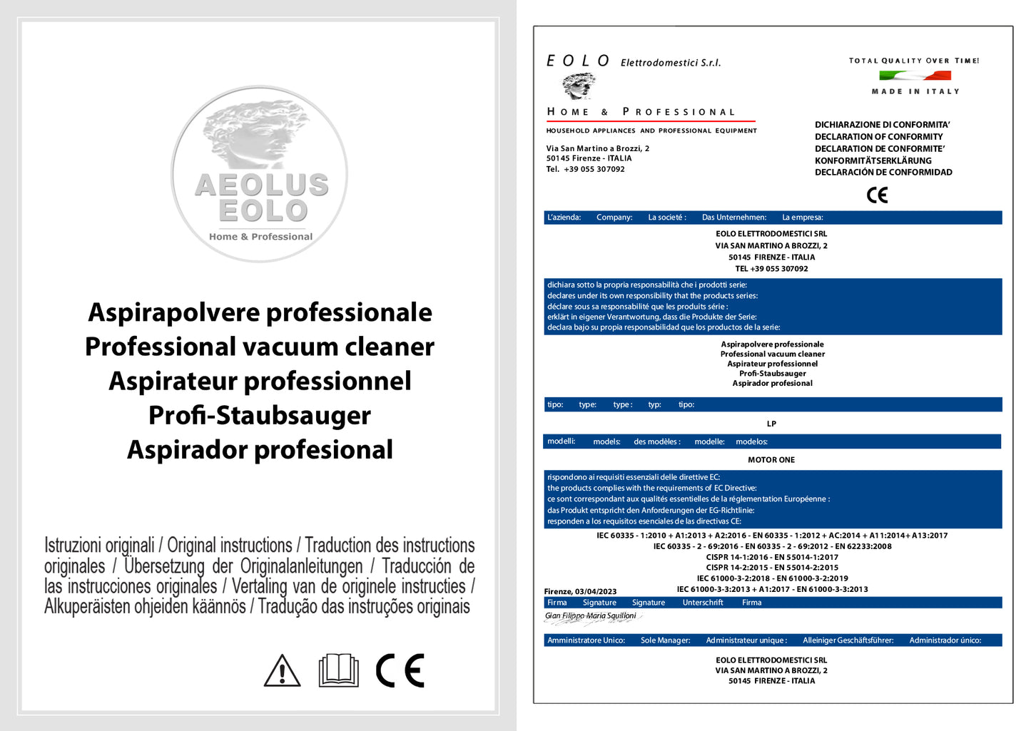 EOLO Aspirapolvere LP28 Professionale Polveri Liquidi Solidi con Tanica Antiacido Risparmio Energetico Made in Italy Garanzia 5 Anni Efficienza A++